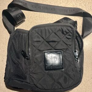 Steve Madden Black Quilted Crossbody Belt Bag